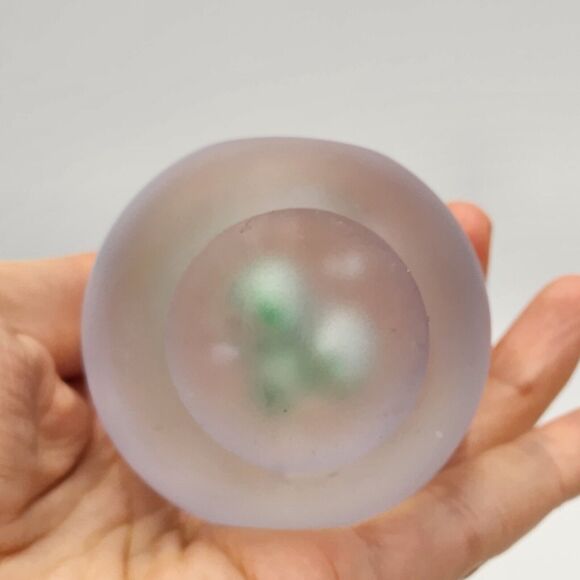 Svaja Art Glass Hand Blown Paperweight Captured Glass Atomic Look Egg Shape - Picture 6 of 7